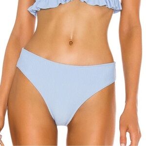 Tularosa Swim NWT Hazel Sky Blue Ribbed Bikini Bottom Size Small